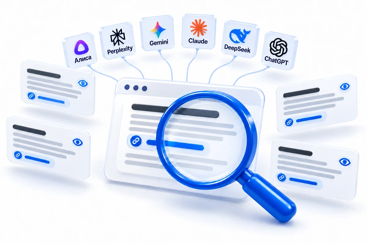 Мониторинг сайта в Алисе, Perplexity, Gemini, Claude, DeepSeek и ChatGPT